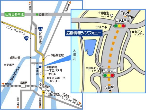 広島情報シンフォニーまでの地図